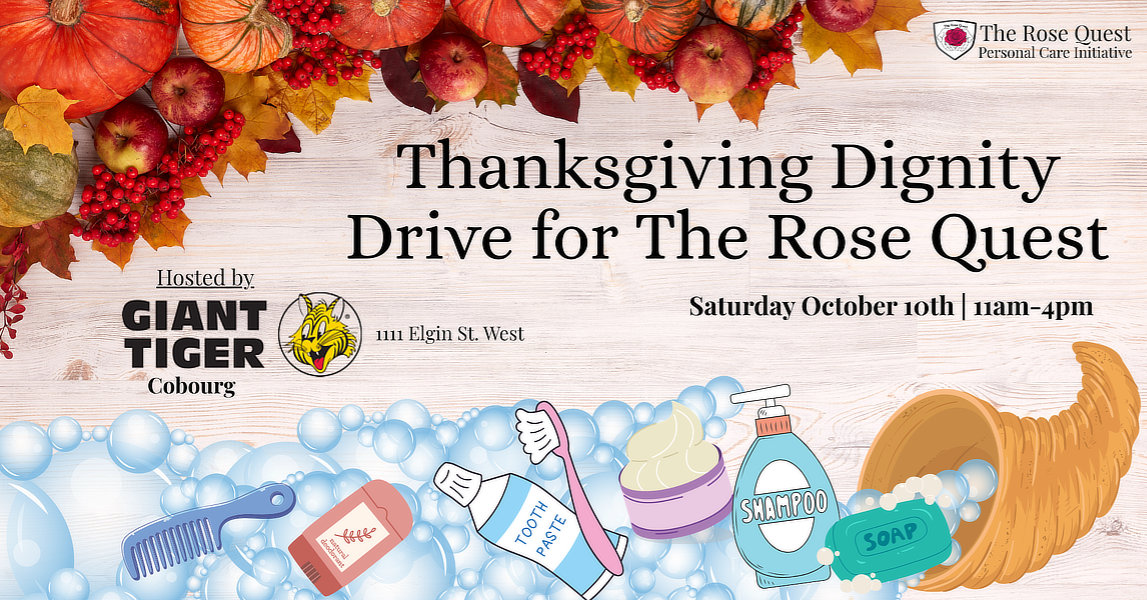 The Rose Quest - GT Thanksgiving - event banner Image of Thanksgiving Dignity Drive for The Rose Quest banner.