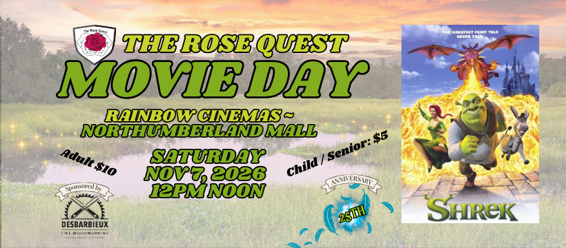 The Rose Quest - Movie Day - Shrek - Event Banner Image of The Rose Quest - Movie Day - Shrek - Event Banner .